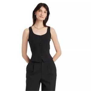 NWT! A New Day Black Button Vest Knit Top, Size Medium